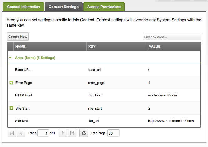 Final context settings