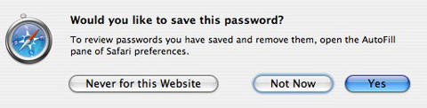 Safari Confirm Password Save